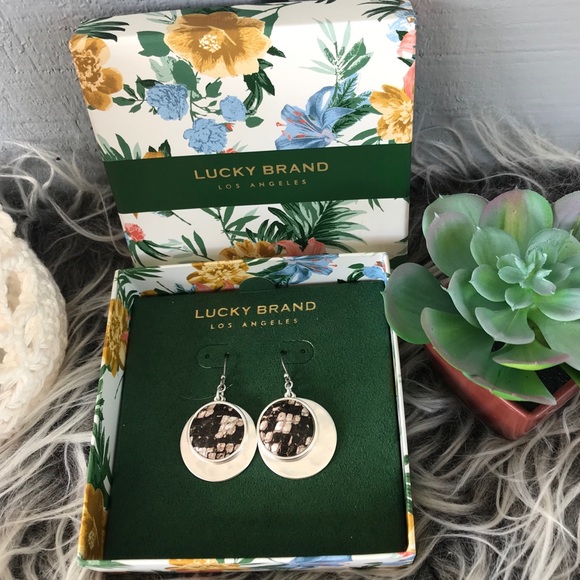 NWT Lucky Brand Double Drop Snake Pattern Earrings - Picture 1 of 2